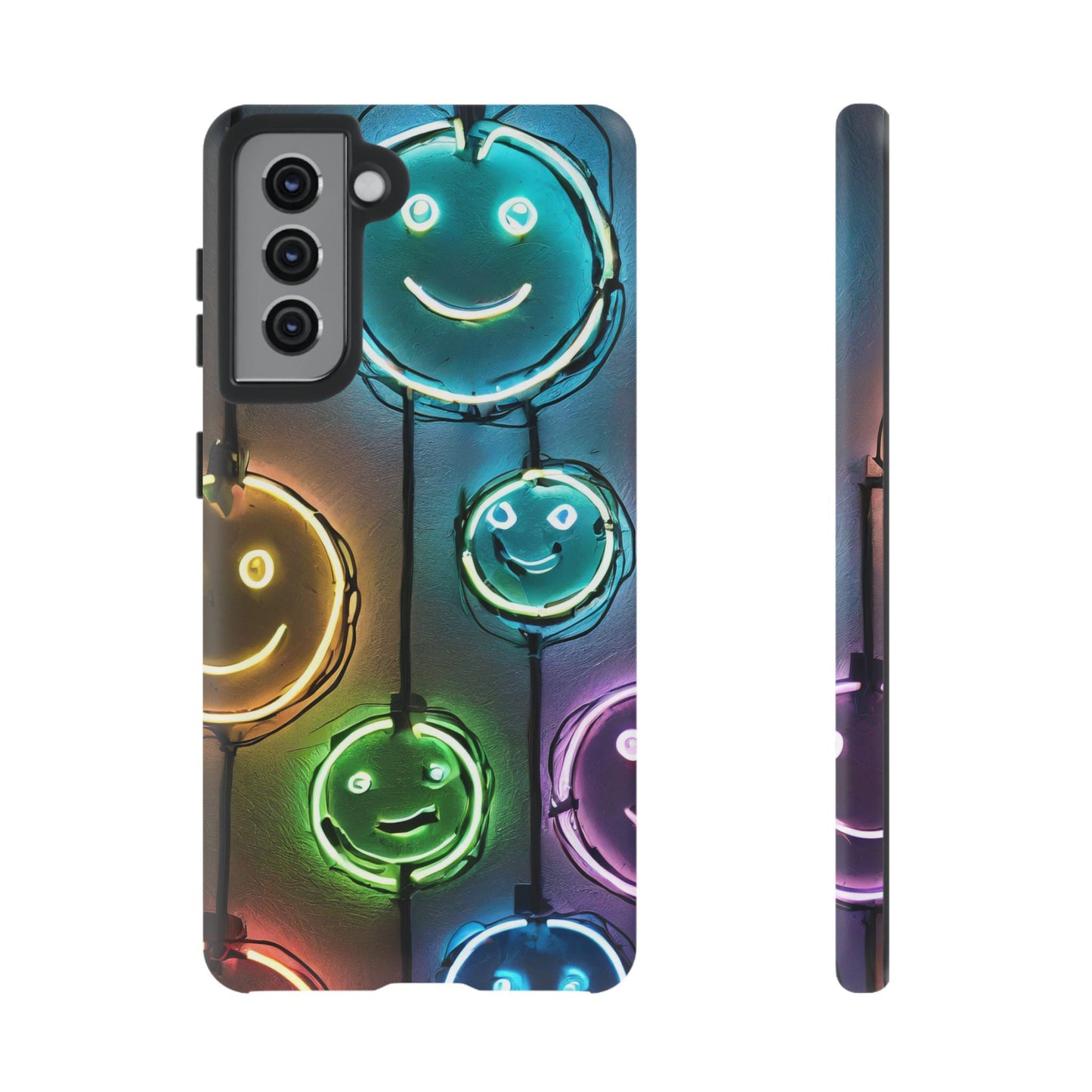 Colorful Neon Smiley Face Phone Case - Tough & Stylish Protection