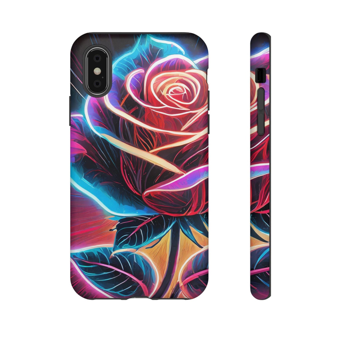 Artistic Neon Rose Tough Phone Case