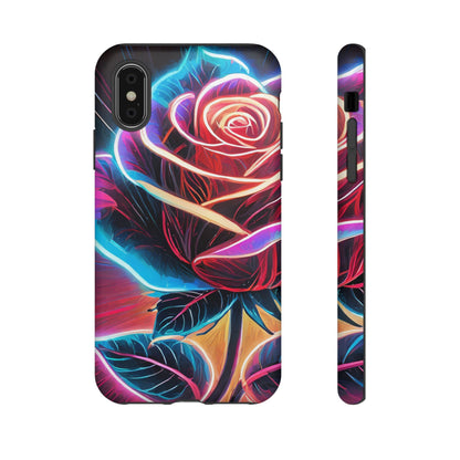 Artistic Neon Rose Tough Phone Case