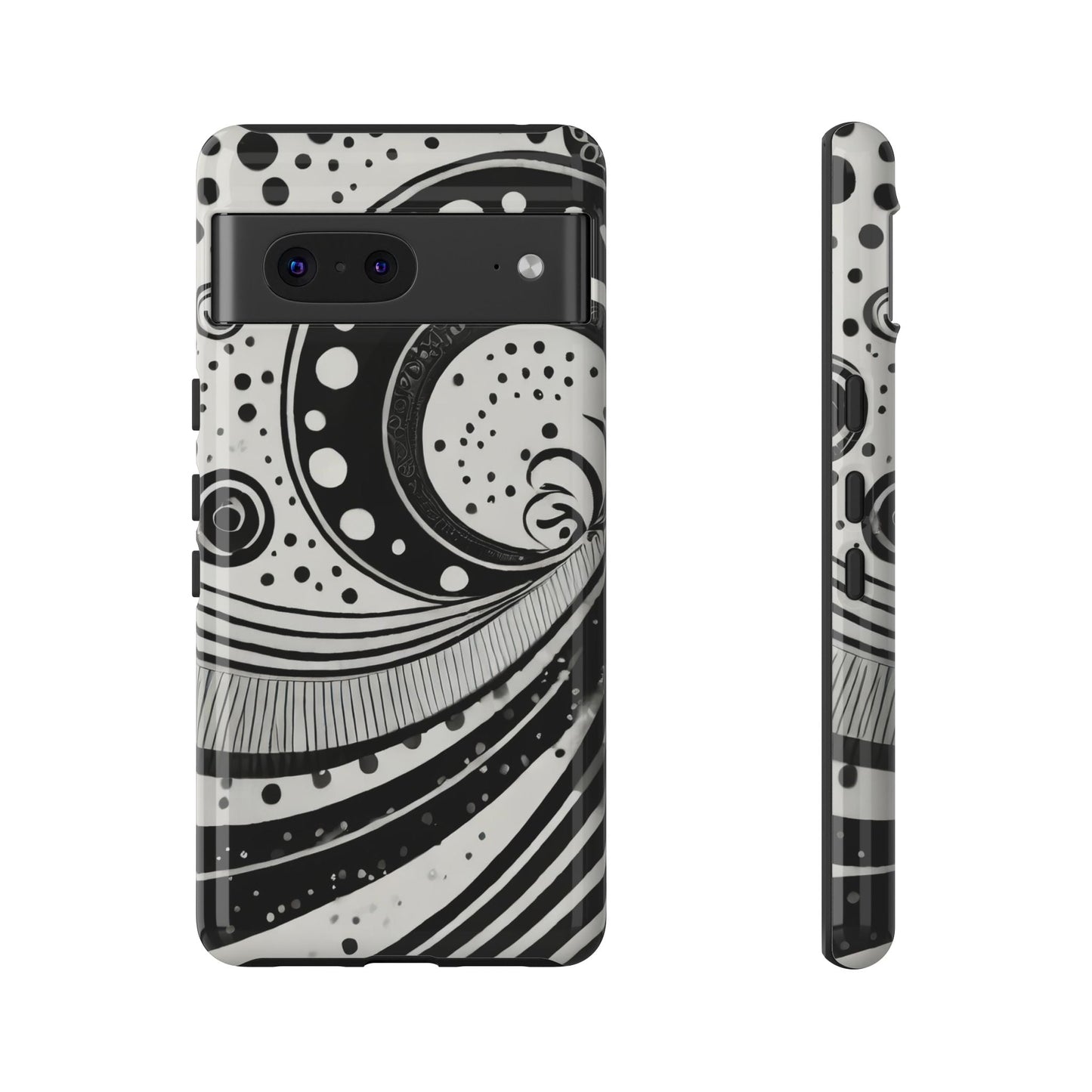 Artistic Black & White Swirl Tough Phone Case