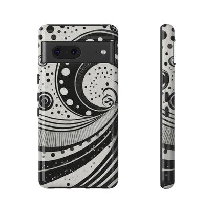 Artistic Black & White Swirl Tough Phone Case