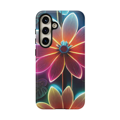 Vibrant Neon Flowers Tough Phone Case