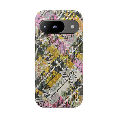 Purple Plaid Floral Artistic Tough Phone Case