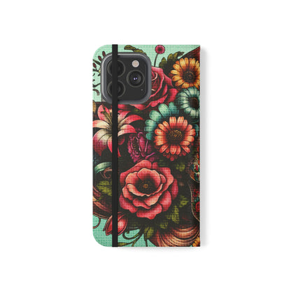 Sugar Skull Flip Wallet Phone Case