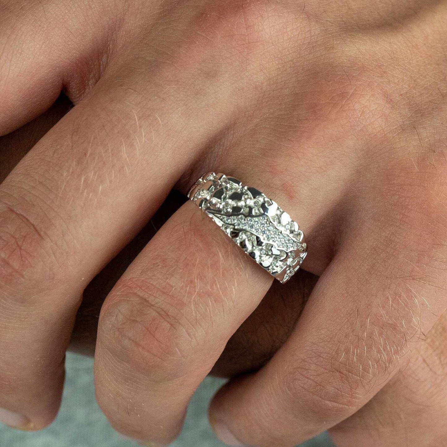 Men's Nugget Claw Mark Ring - 925 Sterling Silver
