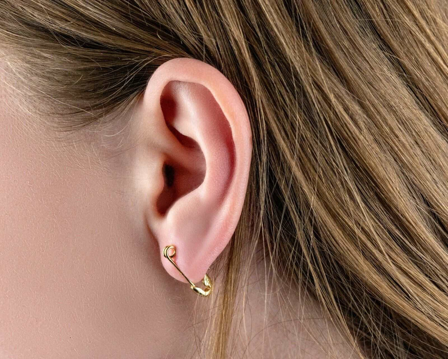 Pin 925 Sterling Silver Earrings AVA Safety 14K Gold Plated Modern Geometric