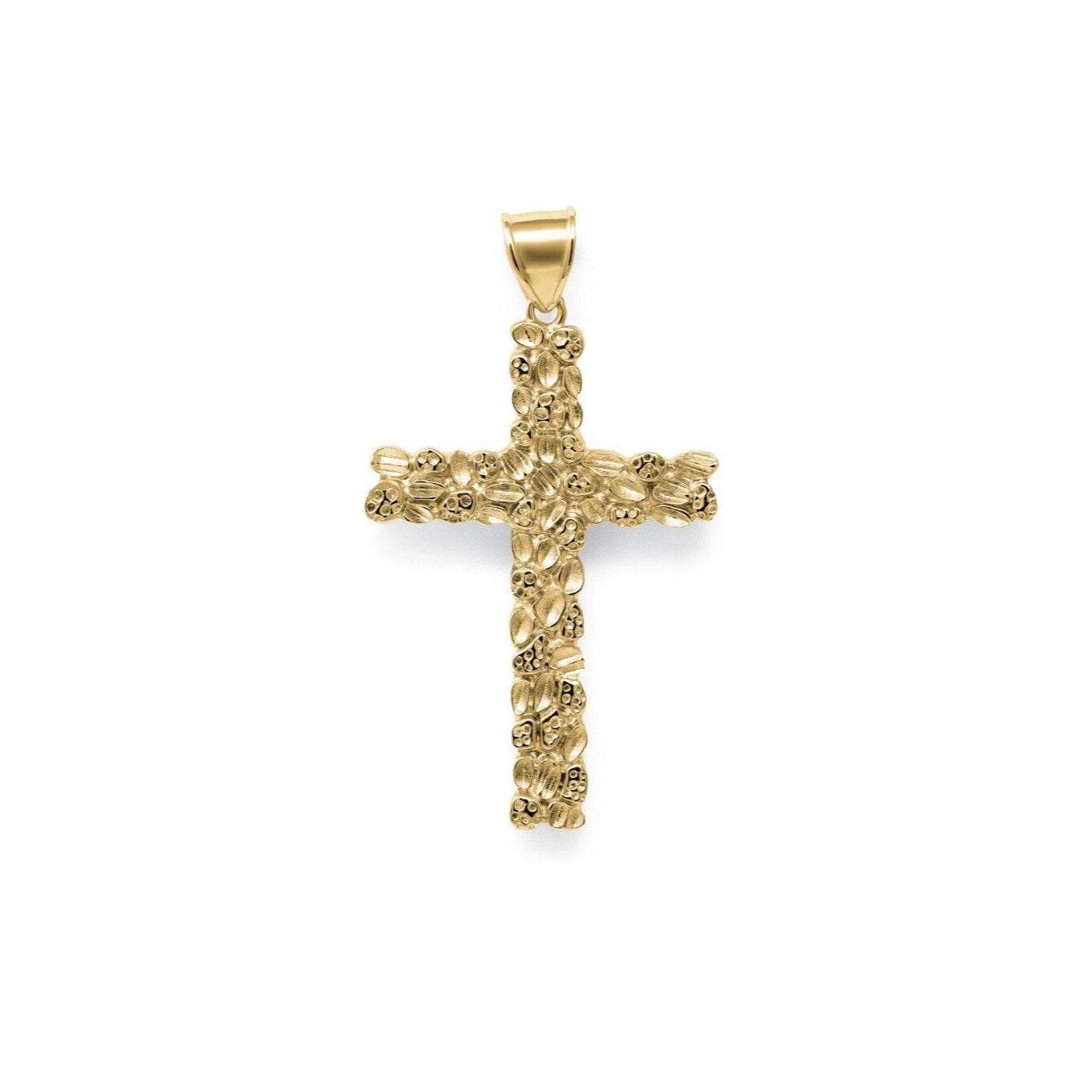 Gold Nugget Cross Pendant
