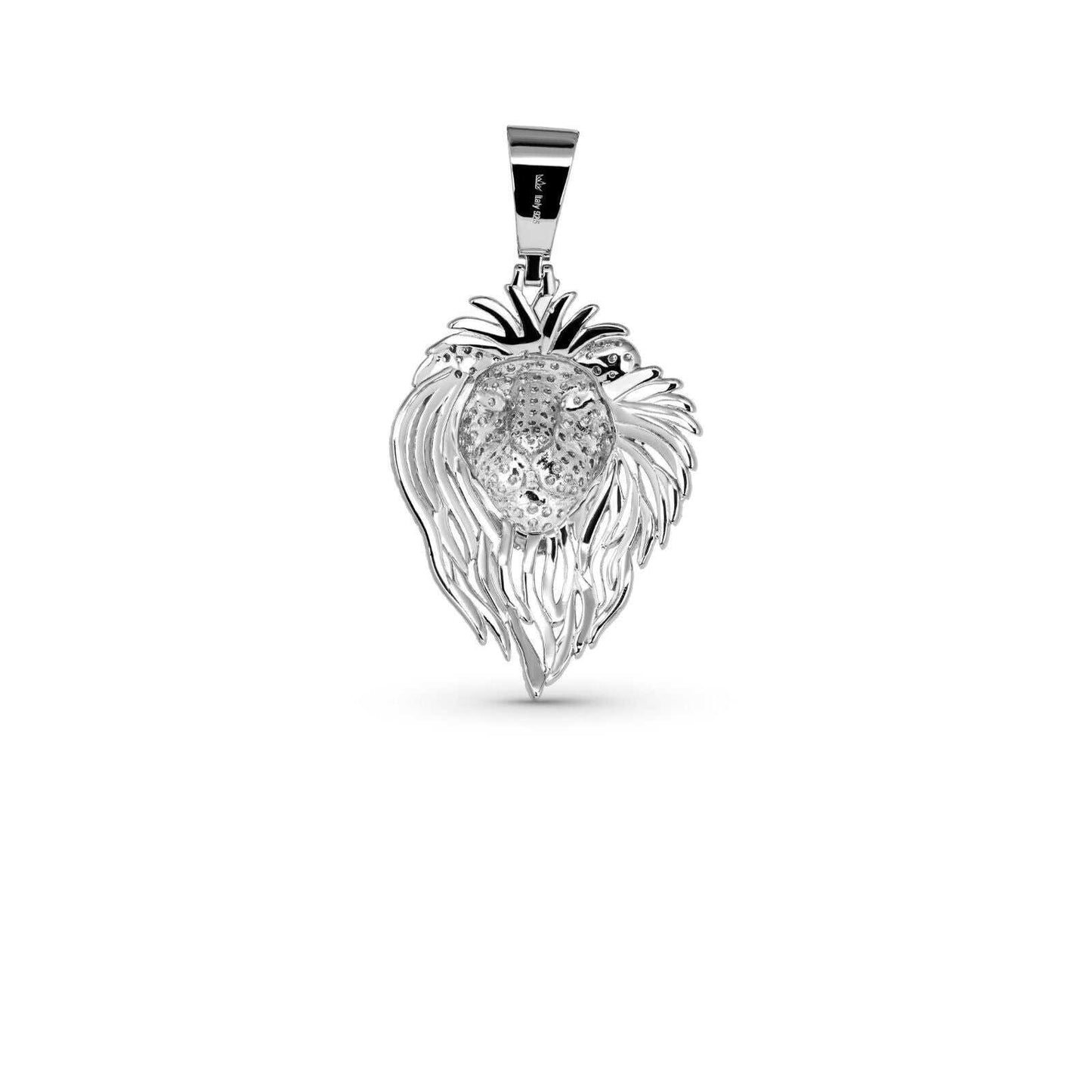 Moissanite Lion Head Pendant in 925 Sterling Silver