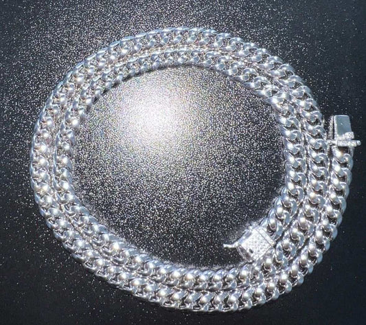 Men's Moissanite Real Cuban Curb Link Chain Hip Hop Solid 925 Silver Necklace