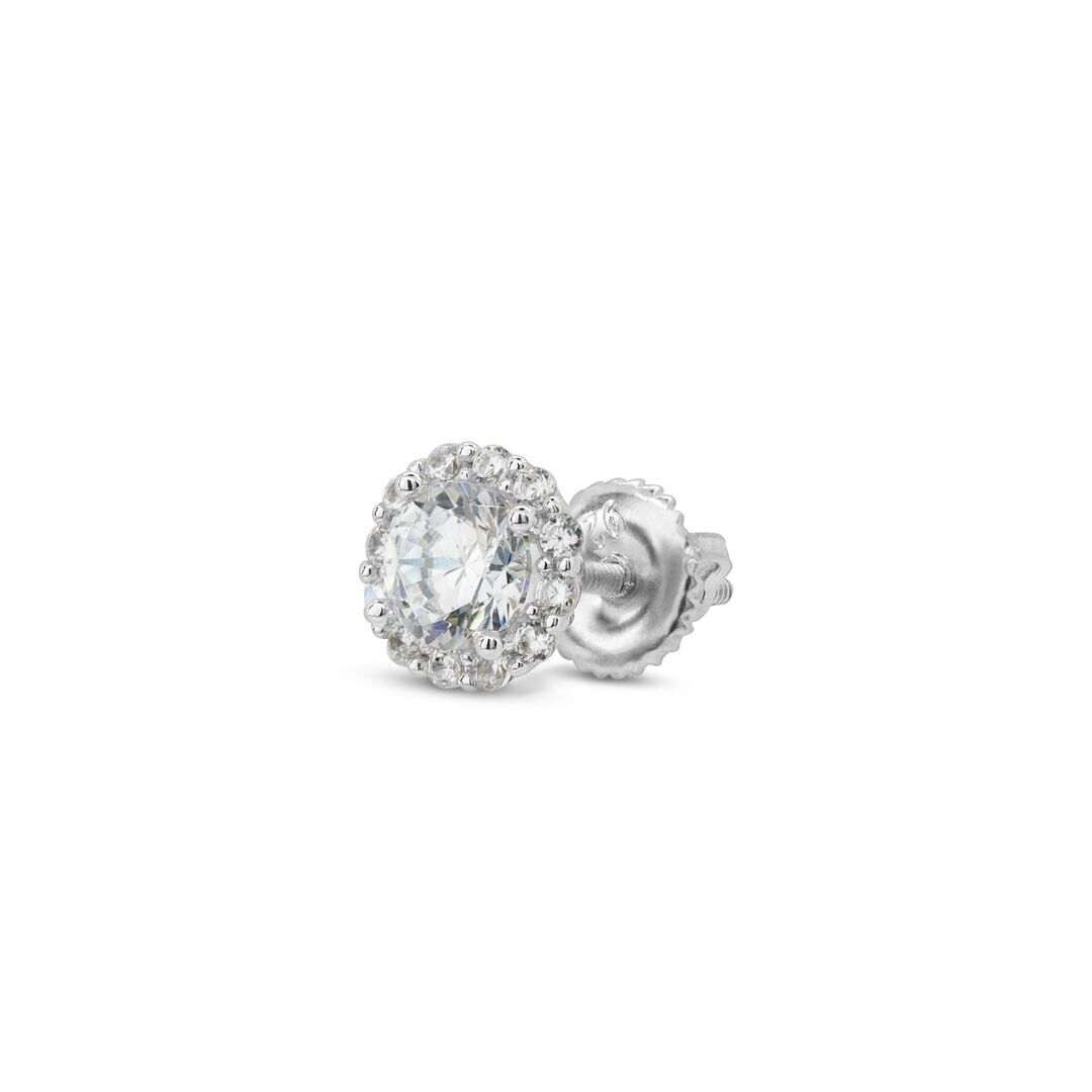 Stud Mens Earrings - Solid 925 Sterling Silver Screw Back