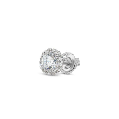 Stud Mens Earrings - Solid 925 Sterling Silver Screw Back
