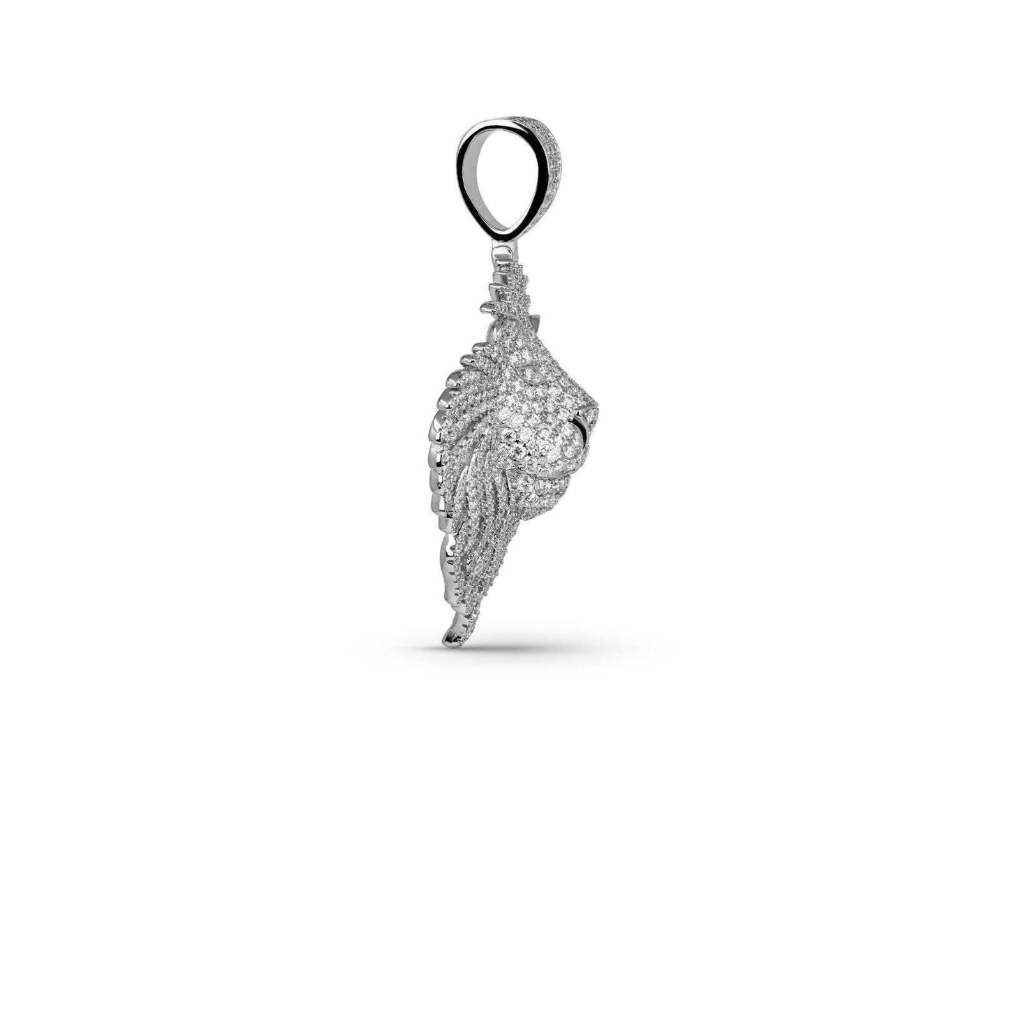 Moissanite Lion Head Pendant in 925 Sterling Silver