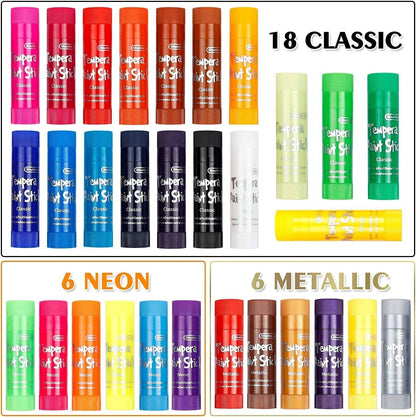 Tempera Paint Sticks, 30 Colors Solid Tempera Paint for Kids, Super Quick Drying