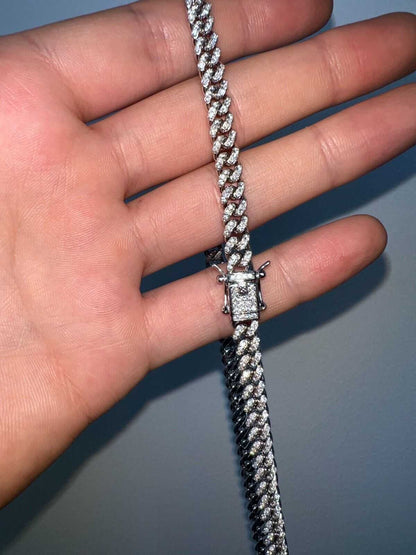 Men Moissanite Real Cuban Curb Link Chain Iced Hip Hop Solid 925 Silver Necklace