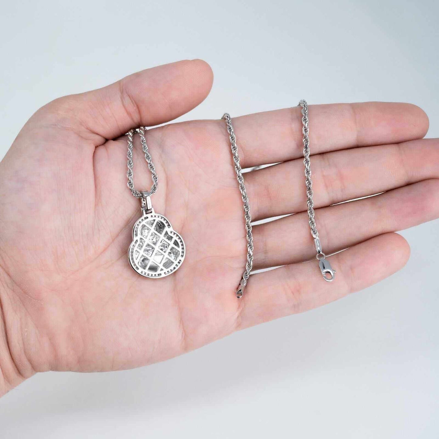 Real 925 Sterling Silver Buddha Pendant w/ Rope Chain Mens Ladies CZ Necklace