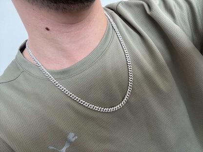 Men Moissanite Real Cuban Curb Link Chain Iced Hip Hop Solid 925 Silver Necklace