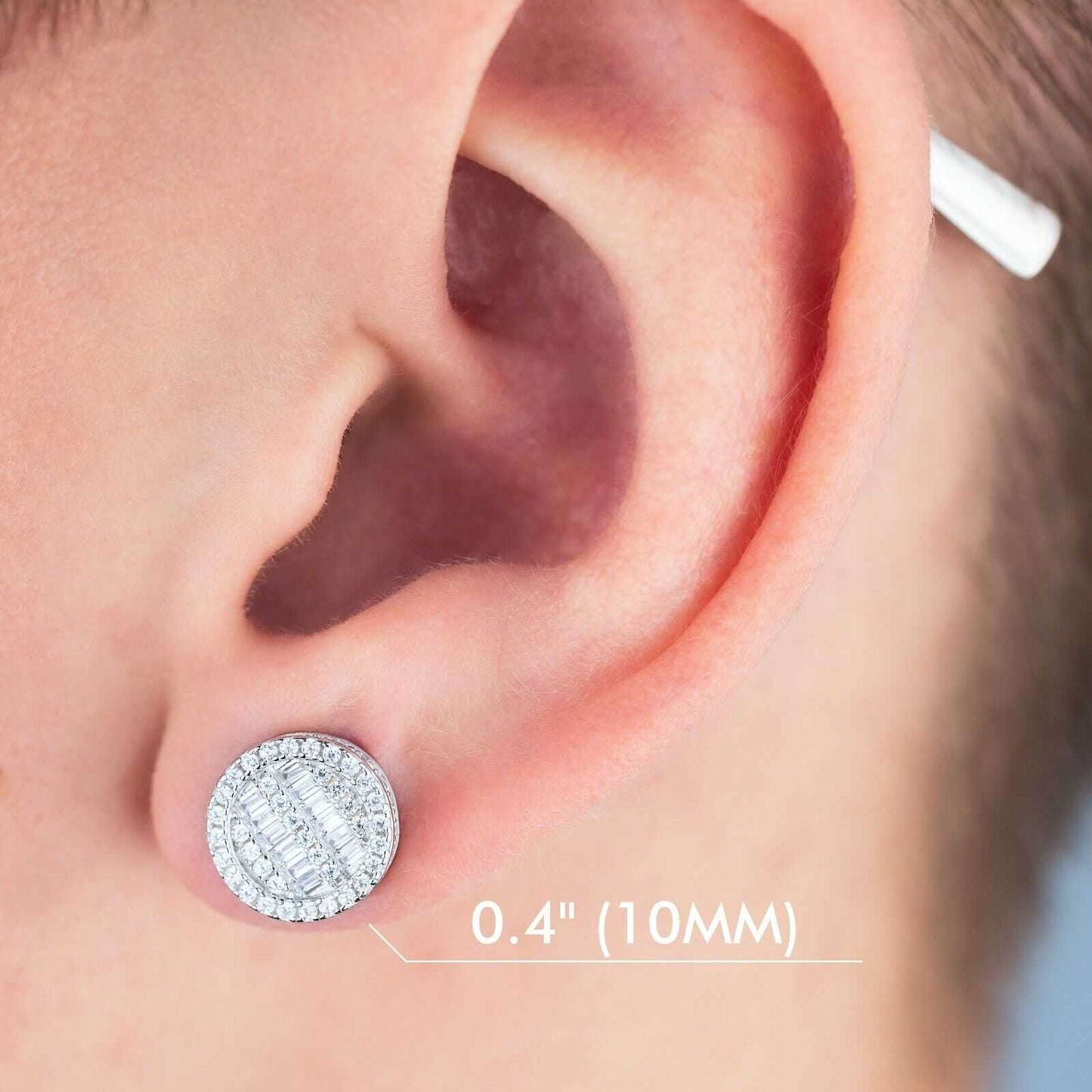 Round Baguette Stud Earrings