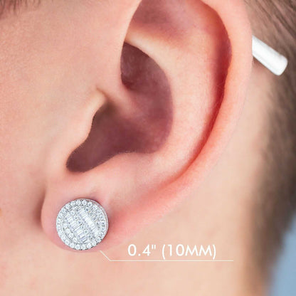 Round Baguette Stud Earrings