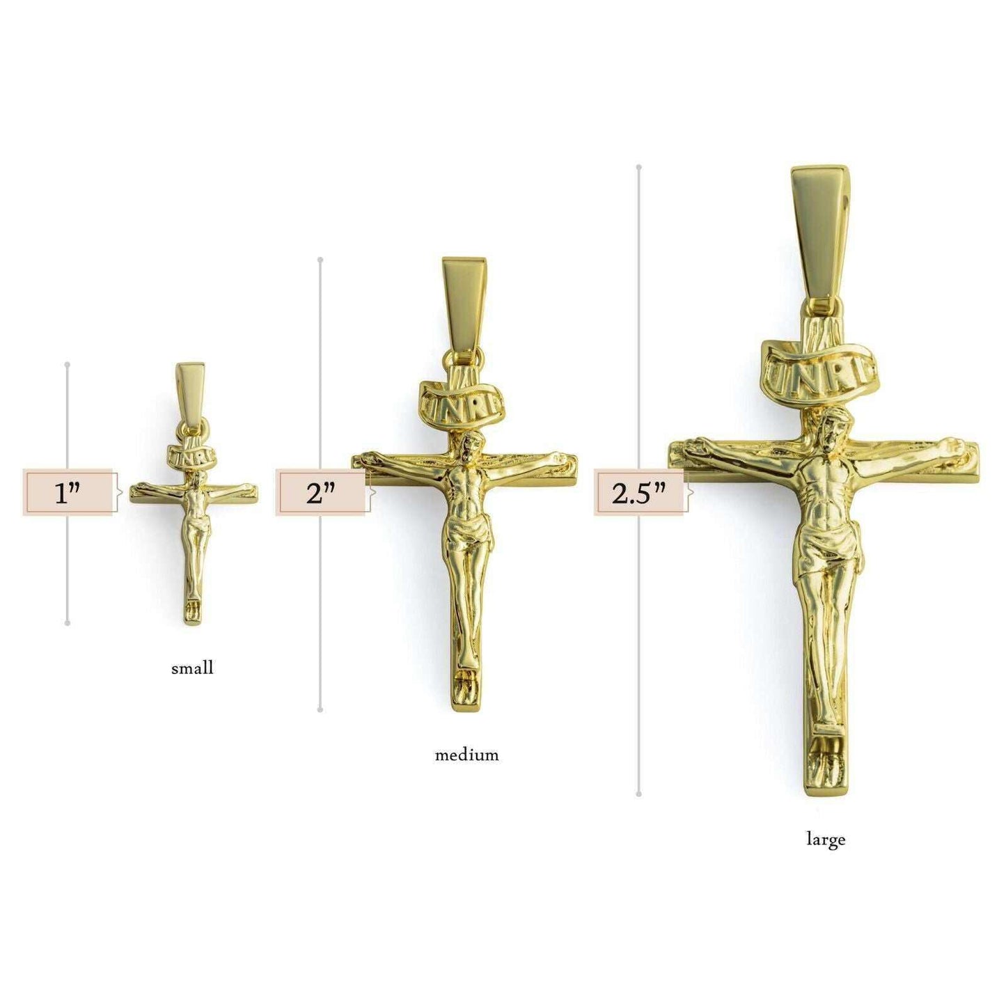 Jesus Crucifix Cross Pendant in 925 Sterling Silver 14K Gold