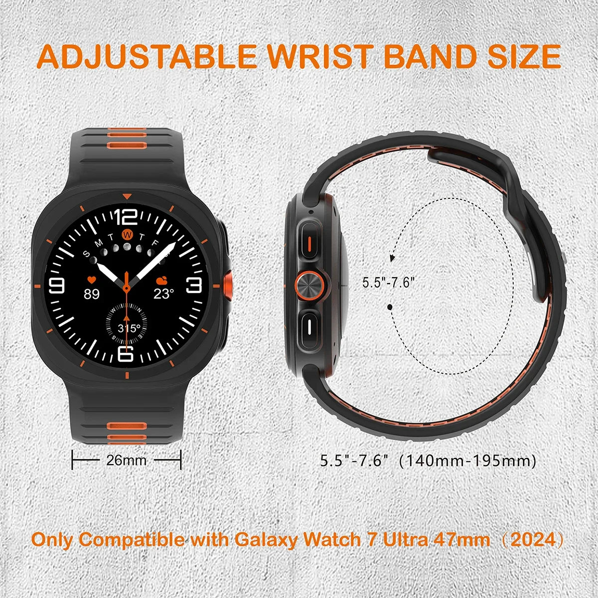 Silicone Samsung Galaxy Ultra Watch Band 47MM
