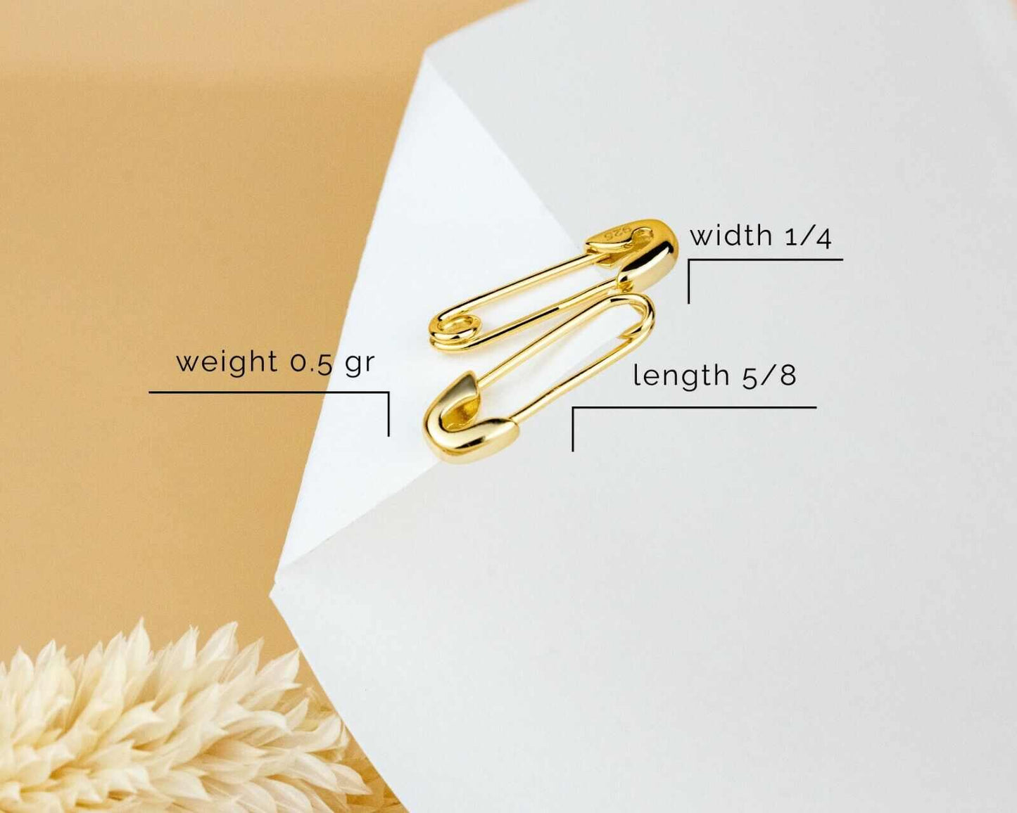 Pin 925 Sterling Silver Earrings AVA Safety 14K Gold Plated Modern Geometric