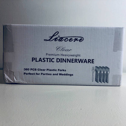 Liacere Disposable Flatware Forks Premium Heavyweight Clear 360 Pcs Wedding New