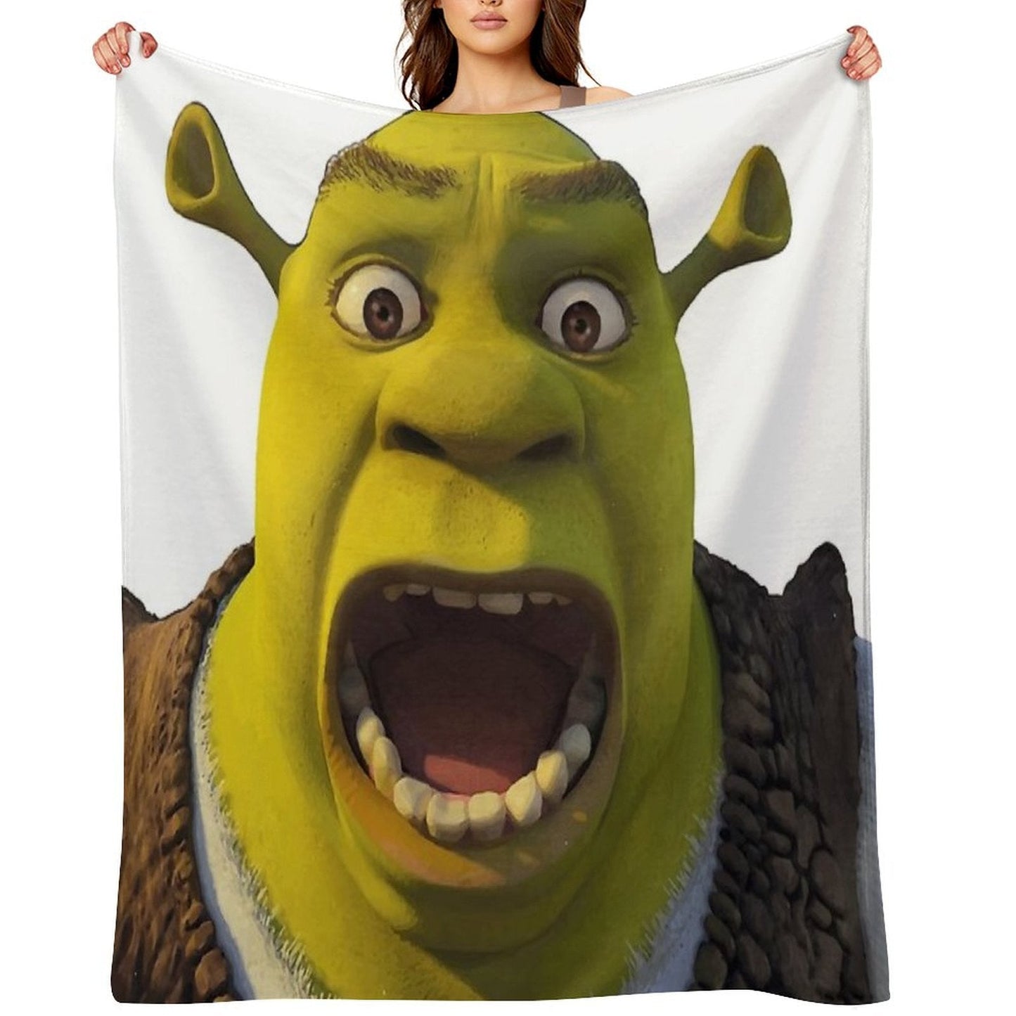 Surprised Shrek Meme Sticker – Funny Ahh! You Just Scared Shrek Decal Throw Blanket