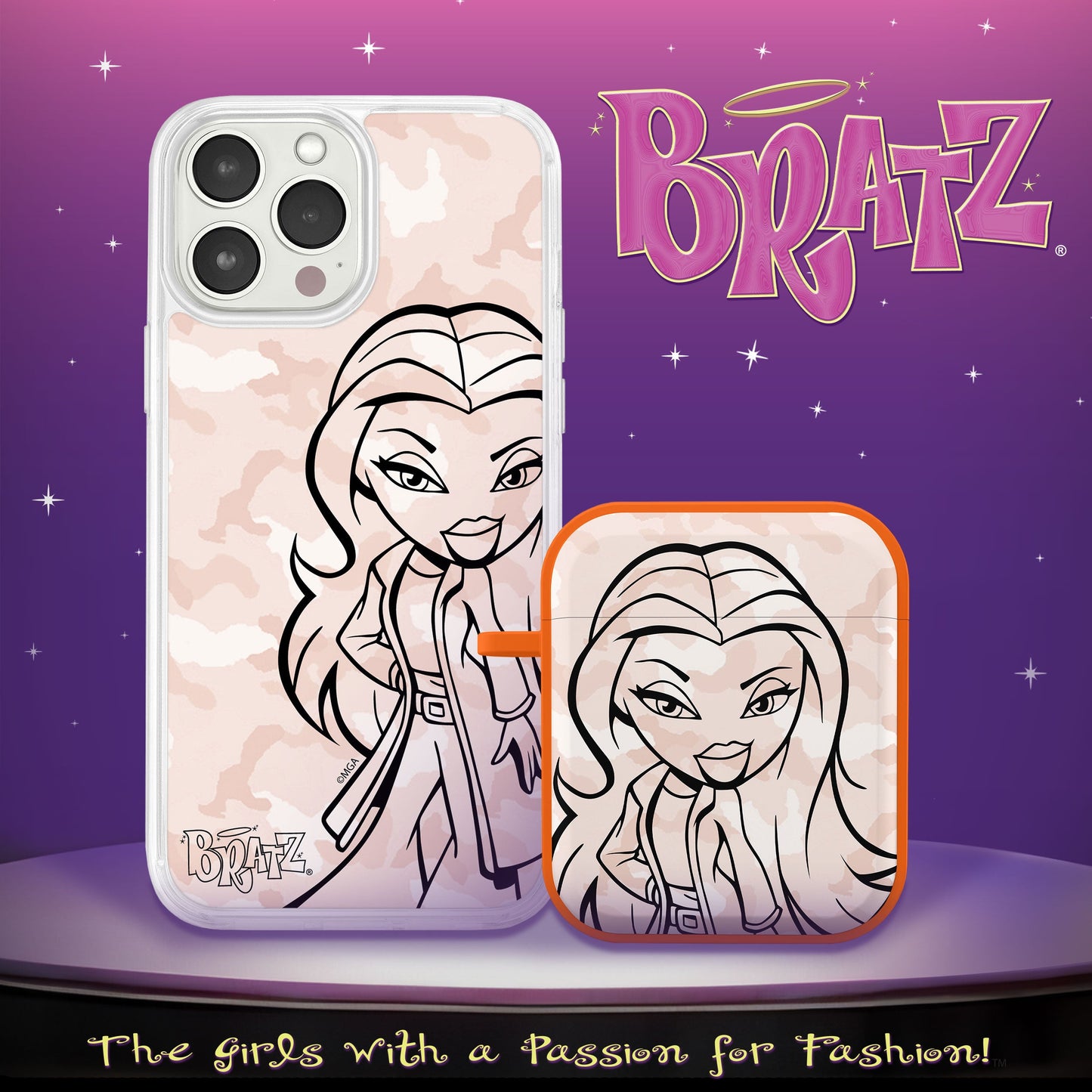 Bratz® Passion For Fashion HD Apple iPhone 14 Mag-Safe Phone Case and AirPods Gen 1 & 2 Combo Package