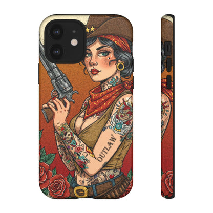 Vintage Western Tough Phone Case with Outlaw Design