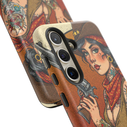 Vintage Western Tough Phone Case with Outlaw Design