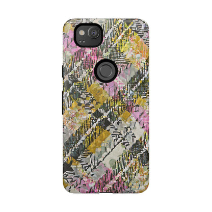 Purple Plaid Floral Artistic Tough Phone Case
