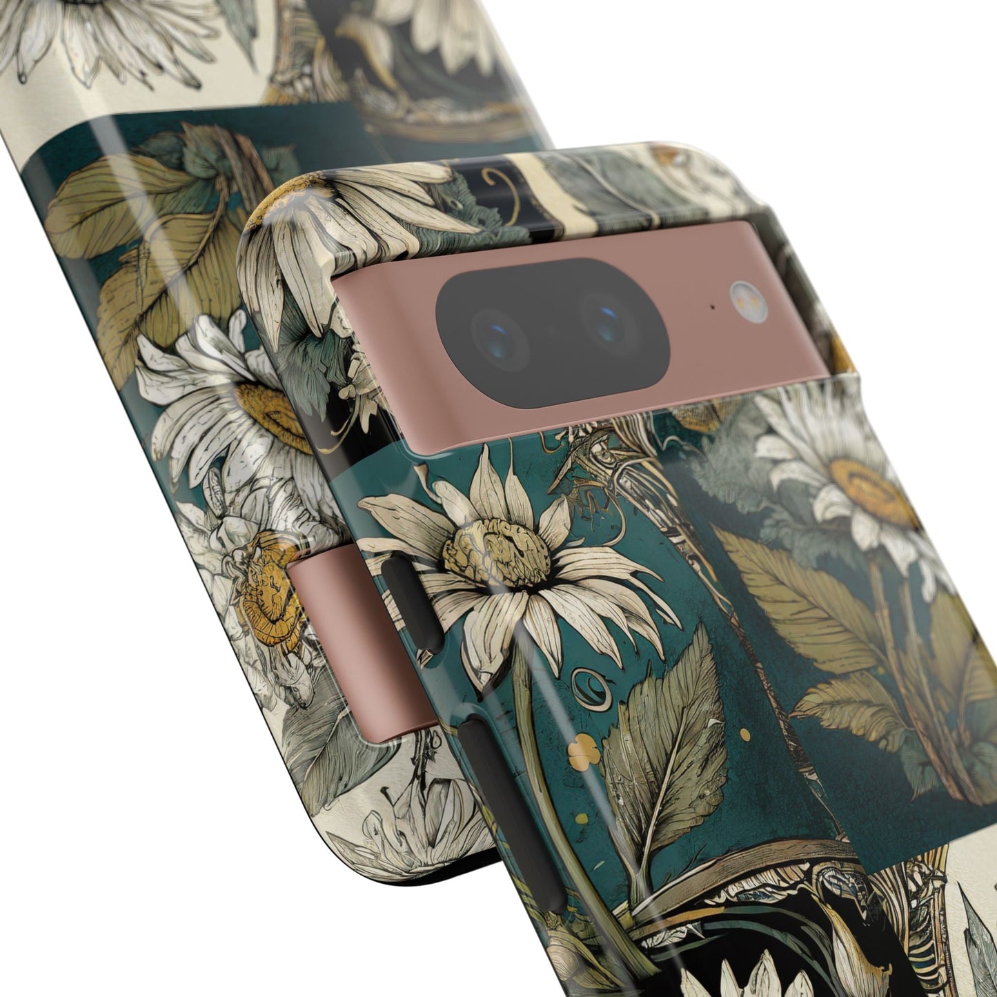 Abstract Teal Daisy Tough Phone Case