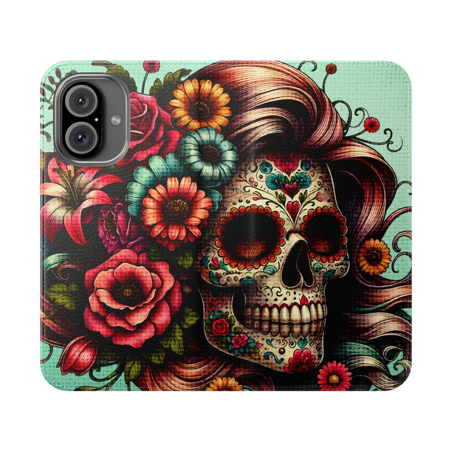 Sugar Skull Flip Wallet Phone Case