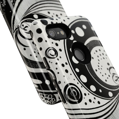 Artistic Black & White Swirl Tough Phone Case