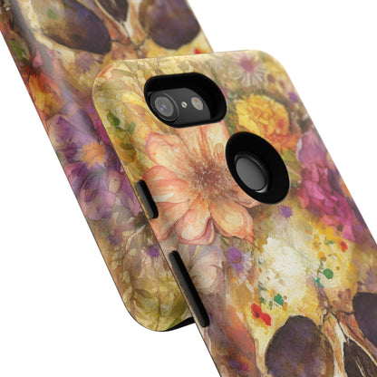 Unique Floral Skull Tough Phone Case