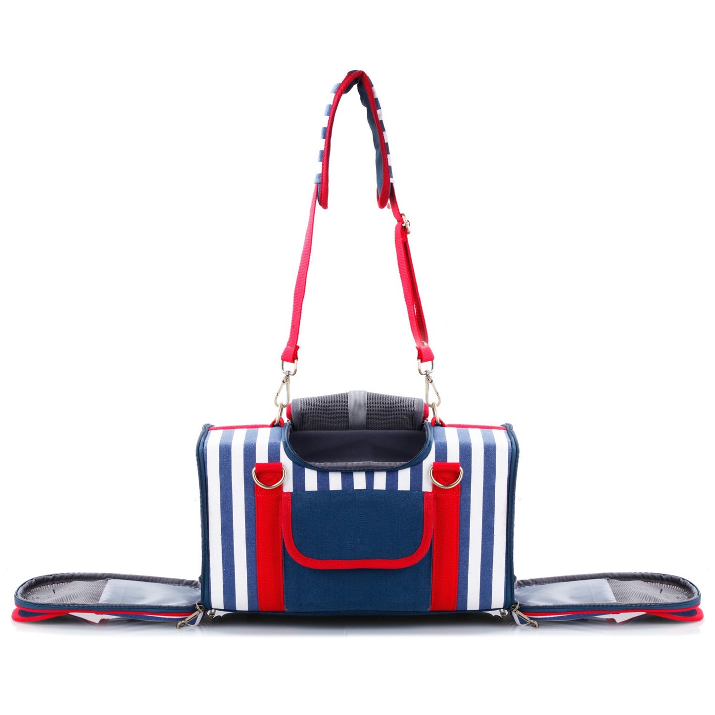 Nautical Striped Canvas Pet Carrier Bag