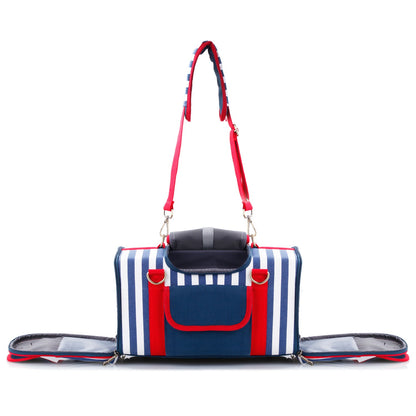 Nautical Striped Canvas Pet Carrier Bag