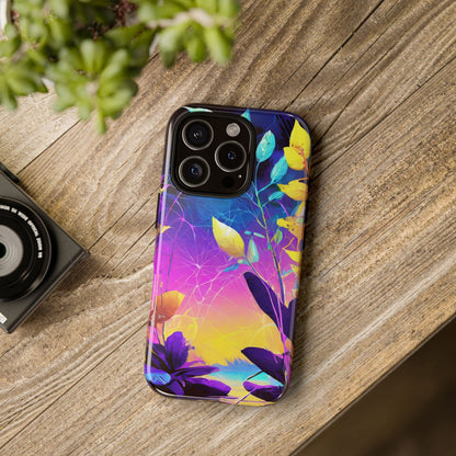 Artistic Vibrant Neon Floral Leaf Tough Phone Case