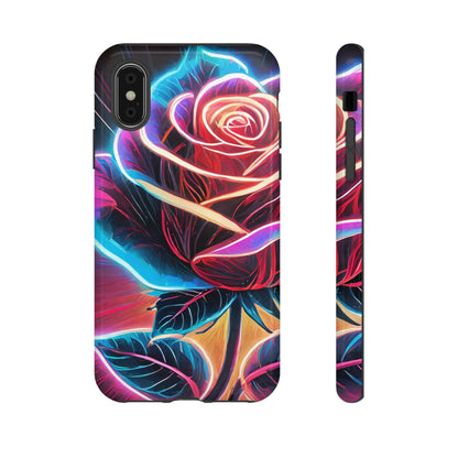 Artistic Neon Rose Tough Phone Case