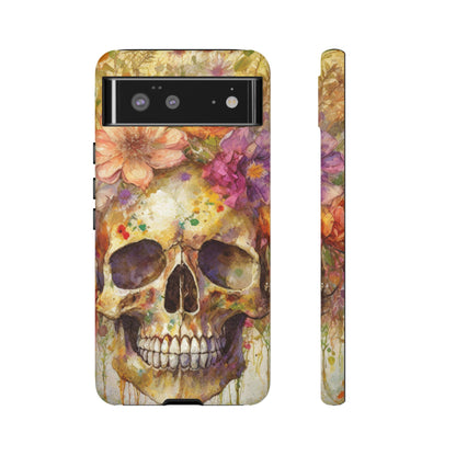 Unique Floral Skull Tough Phone Case