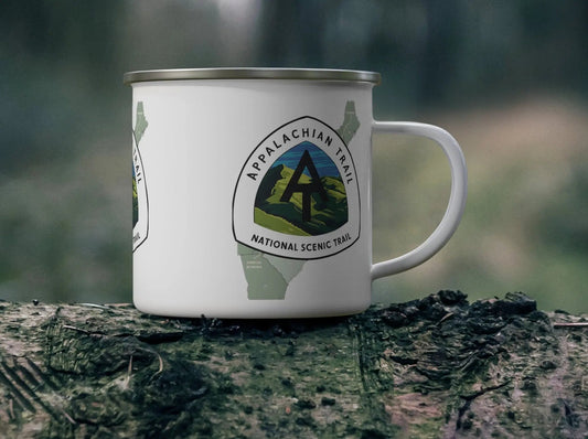 Appalachian Trail Logo Enamel Camping Hike Mug Scenic Map Trail Design