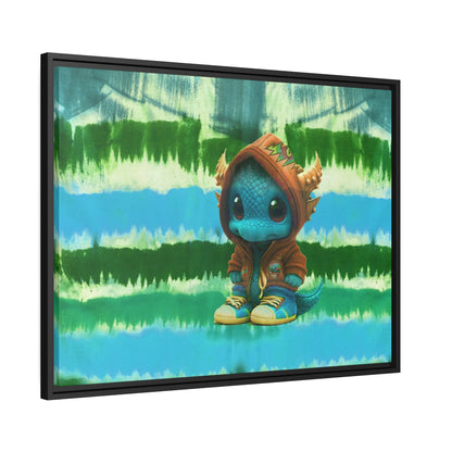 Baby Dragon Jam Aqua Matte Canvas with Black Frame