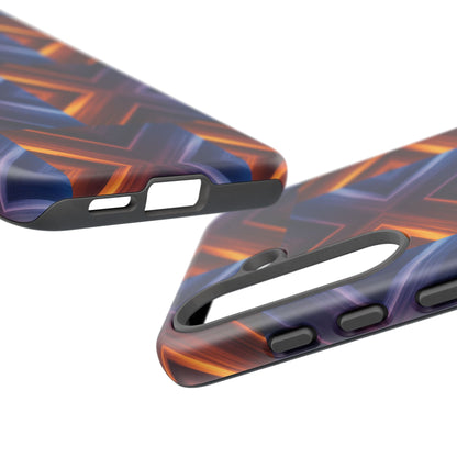 Stylish Tough Phone Case With Blue & Orange Abstract Design