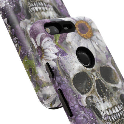 Plum Skull and Daisy Tough Phone Case