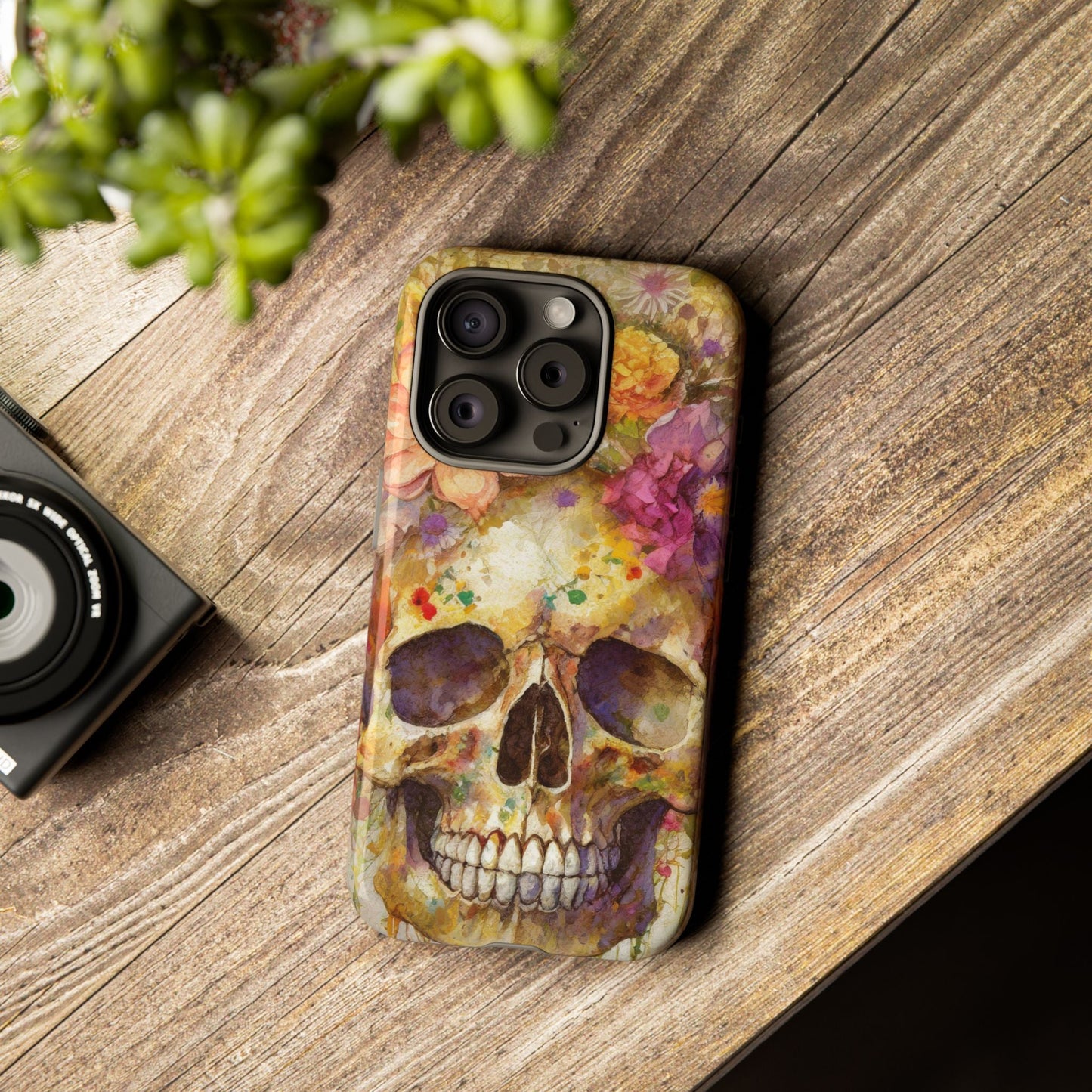 Unique Floral Skull Tough Phone Case