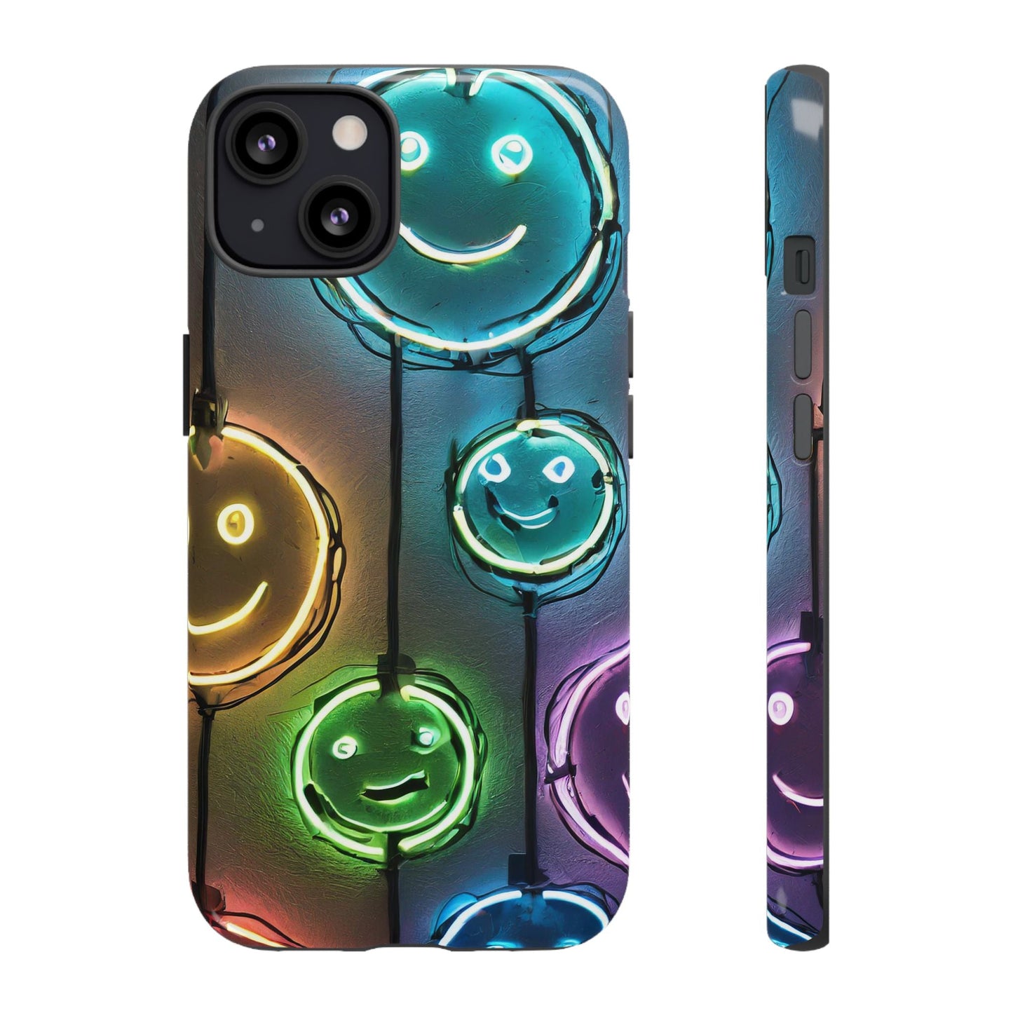Colorful Neon Smiley Face Phone Case - Tough & Stylish Protection