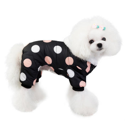 Polka Dot Four-leg Dog Warm Coat