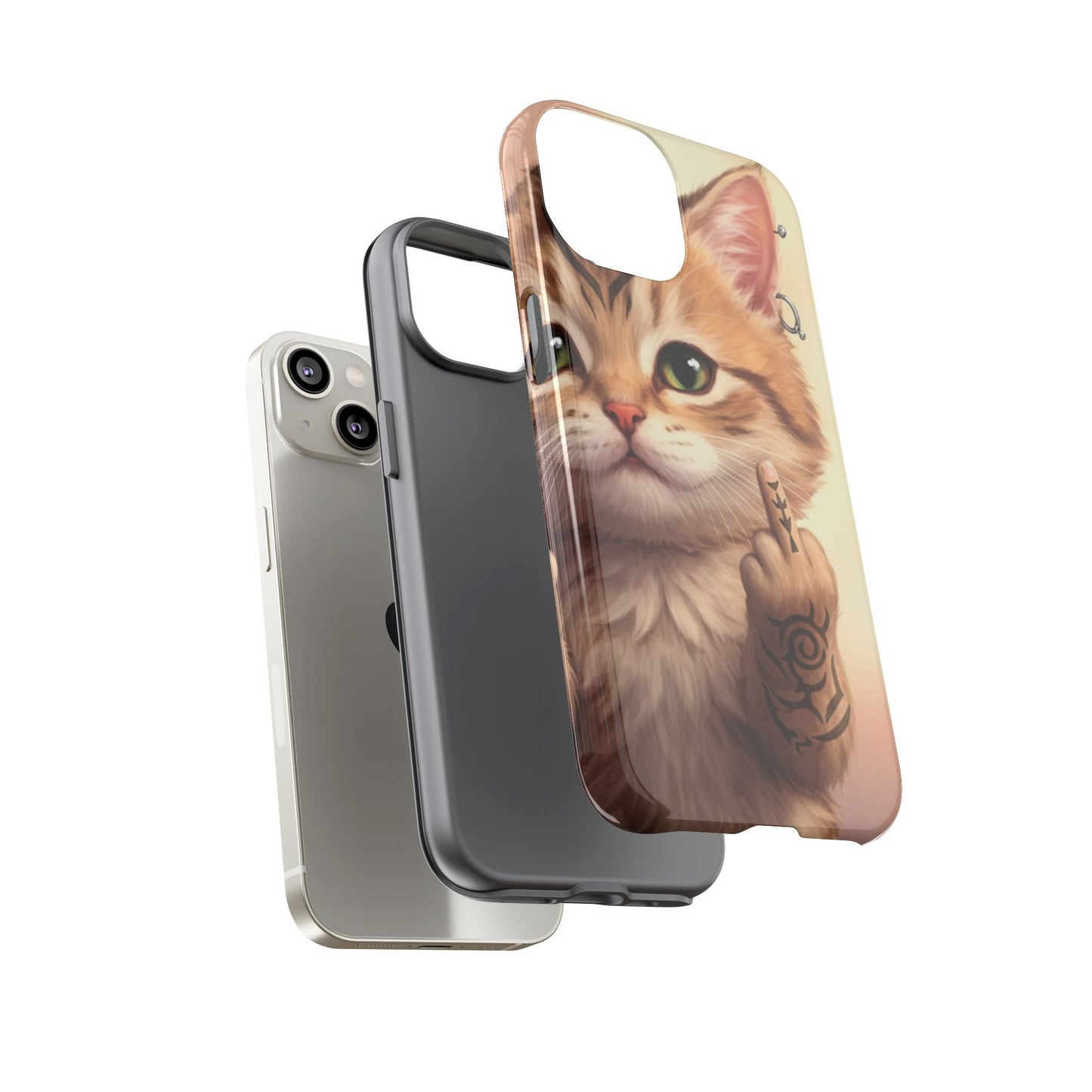 Evil Kitty Giving the Bird Tough Phone Case
