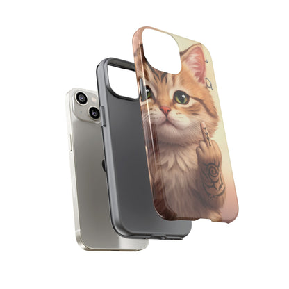 Evil Kitty Giving the Bird Tough Phone Case