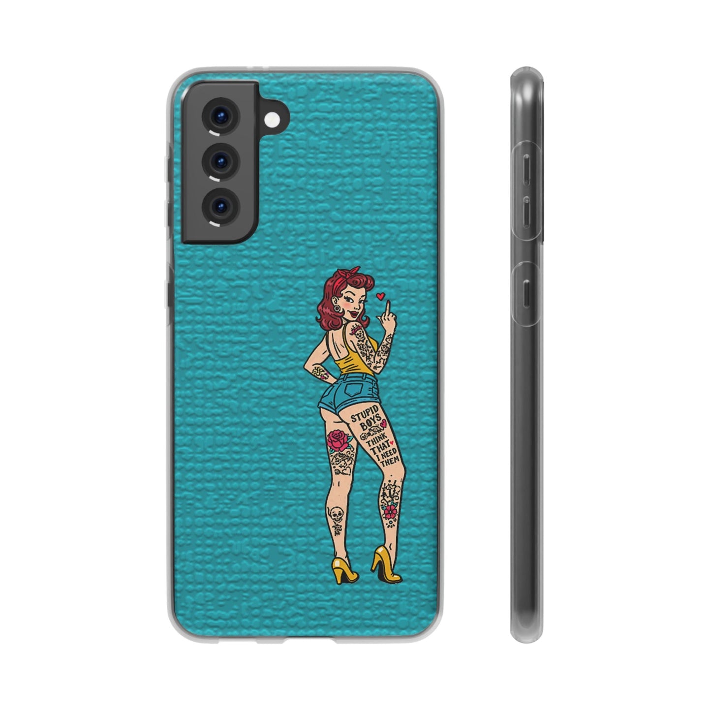 Sassy Pin-Up Stupid Boys Teal Flexi Phone Case